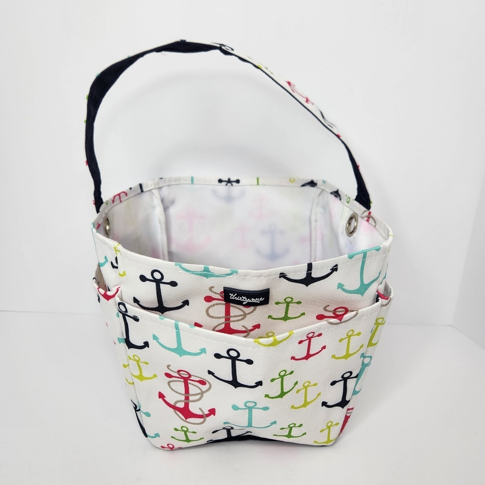 Thirty-One Anchor Print Bucket Small Tote Bag Multicolor